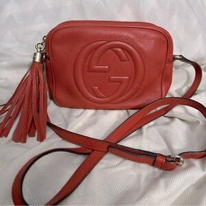 SOLD Gucci GG Soho Disco Crossbody Bag Red Pebbled Leather